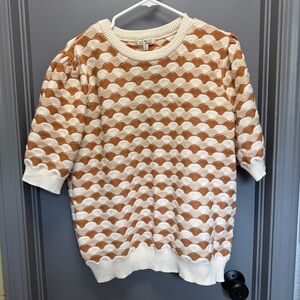Cream and Brown Patterned Sweater